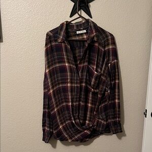 We The Free Plaid Button Down Shirt - Red, Yellow, Blue